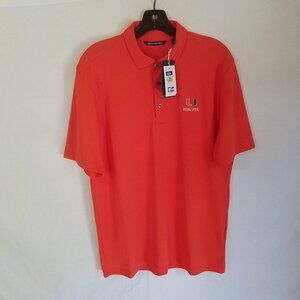 NEW Miami Hurricanes Cutter & Buck Men's Size Medium Orange Polo Shirt NWT